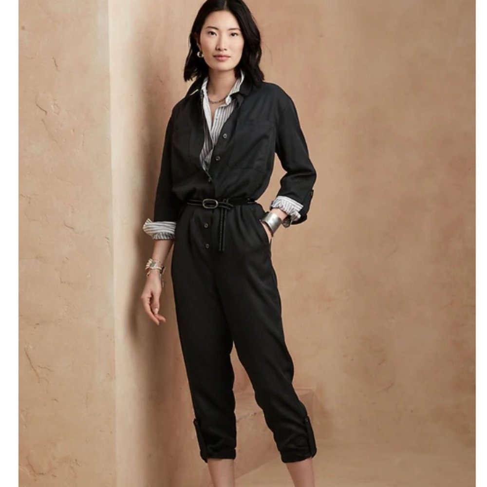 NWT Banana Republic Factory Black TENCEL™ Boiler Jumpsuit